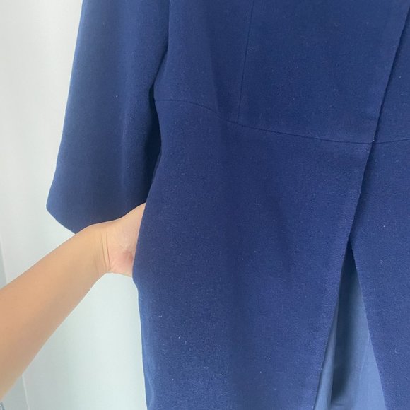 Mirror Fun Blue Wool Coat Size Medium Fall Spring - Picture 3 of 7